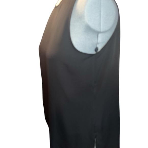 Chico's Black Tank layering staple blouse Tulip Hem silver zipper work career Lg - Picture 3 of 9